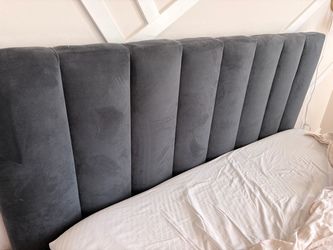 West elm Dark Gray Velvet Channel Tufted Headboard