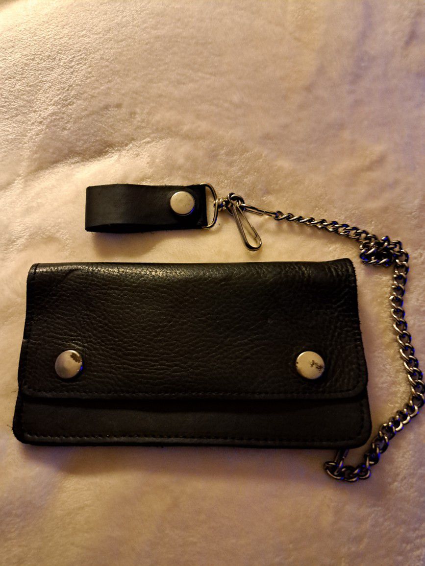 Leather Biker Wallet With Chain