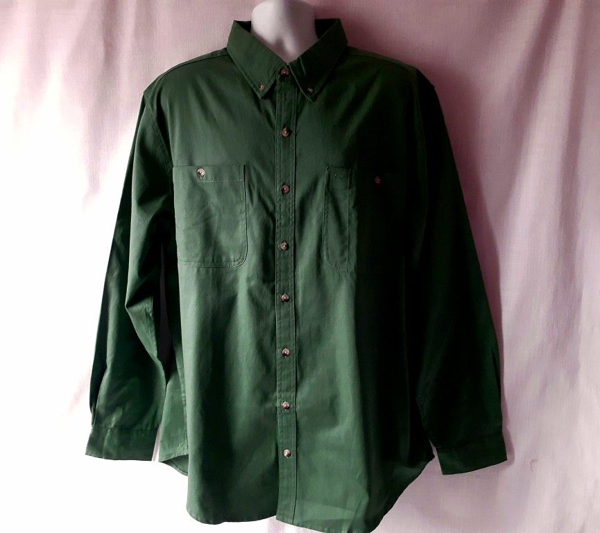 Scandia Woods men's green long-sleeve button-down shirt  XLG TL