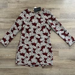 Zara Woman Long Sleeve Floral Shift Dress Size L NWT   
