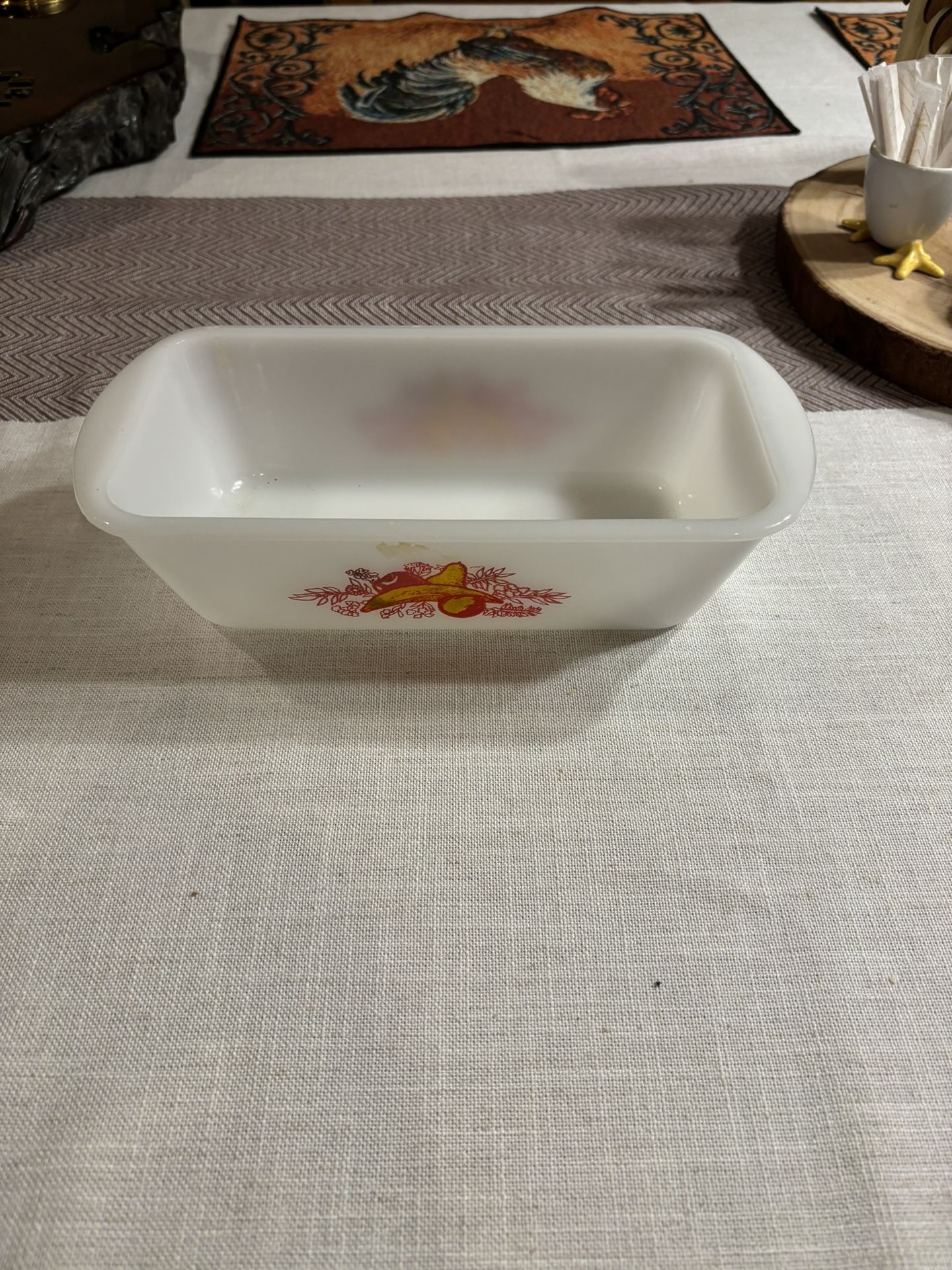 Glasbake Loaf Pan J522 Fruit Design Vintage