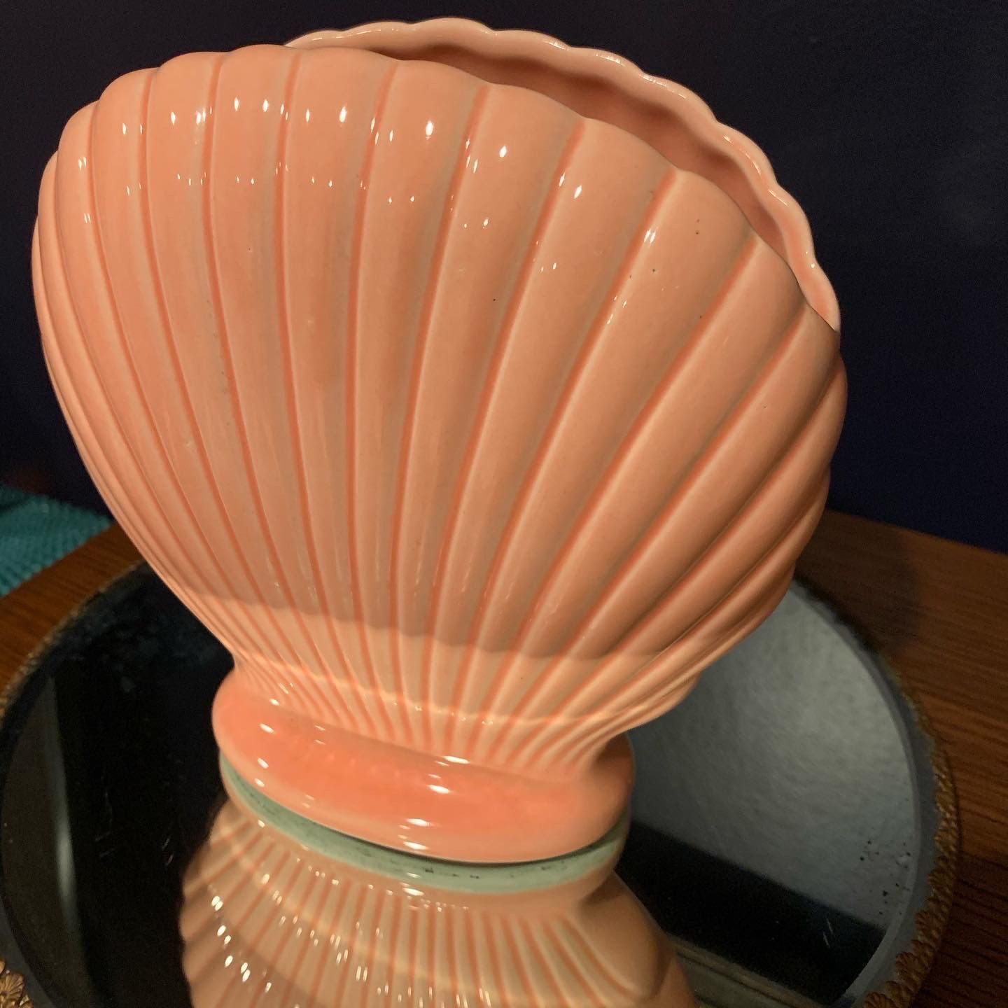 Vintage Pink Coral Shell Art Deco Vase