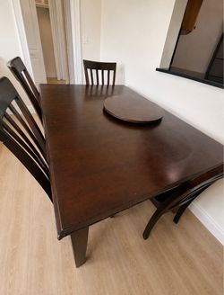 Dark Wood Dining Table with 4 Chairs