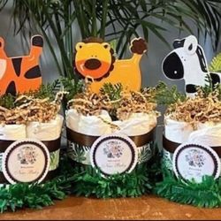 3 JUNGLE one Tiered Diaper Cakes