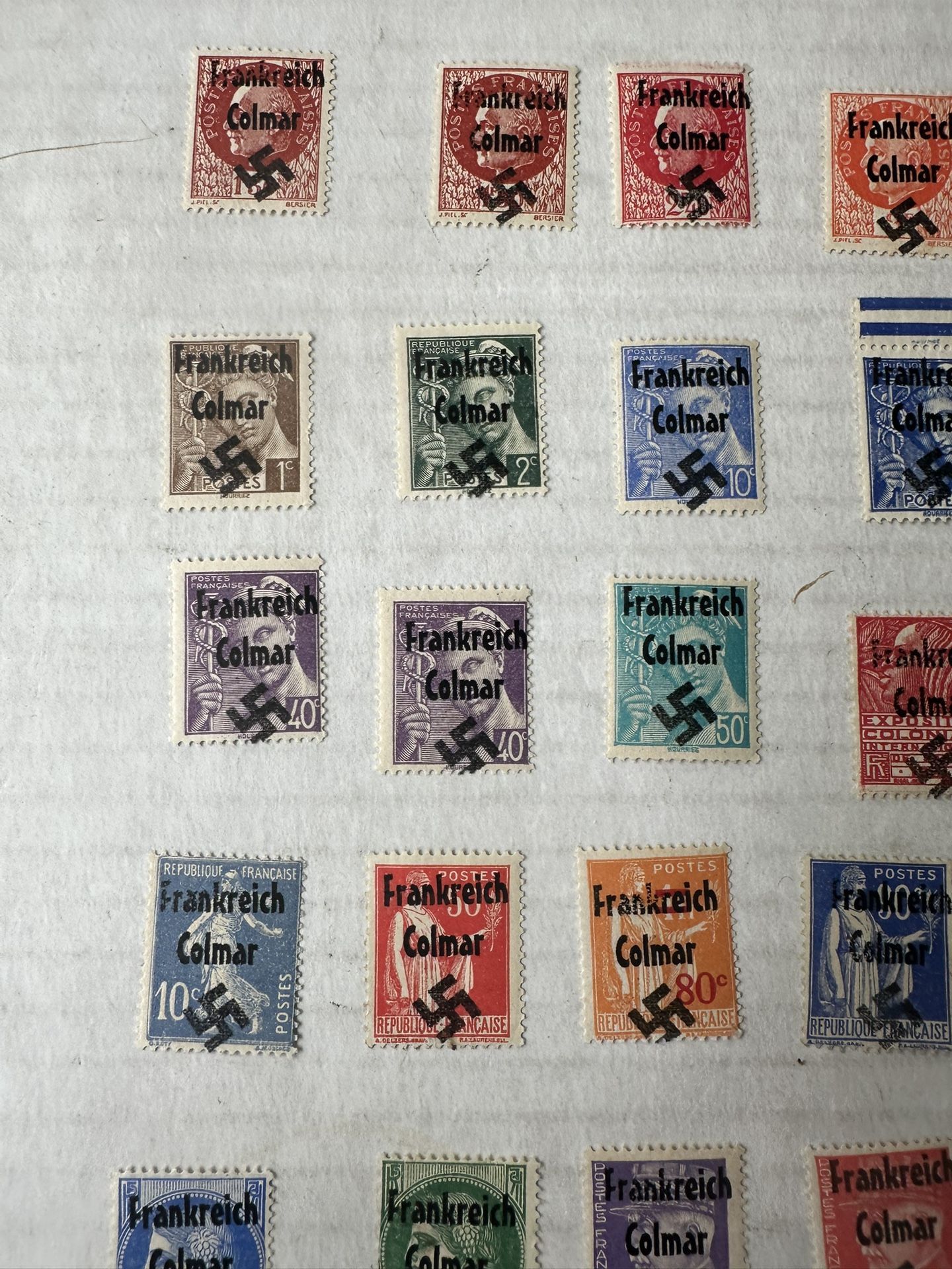 German France Overprint Collection Of 32 Colmar Stamps Unused