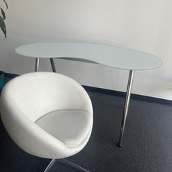 Glass Desk Table And Swivel Office Chair