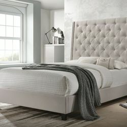Chantilly Khaki Upholstered King Bed

