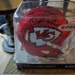 1 OF 1 Crystal Patrick Mahomes Super Bowl Mini Helmet With Autographedby Artist With Coa.