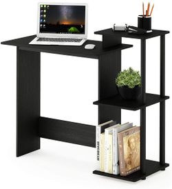 Efficient Home Laptop Notebook Computer Desk with Square Shelves, Americano/Black