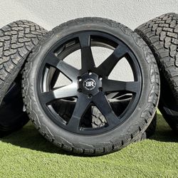 22” Black Rhino Wheels Gmc Sierra Yukon Chevy Silverado Tahoe rims 6x5.5 A/T 285/45R22 tires Dodge Ram