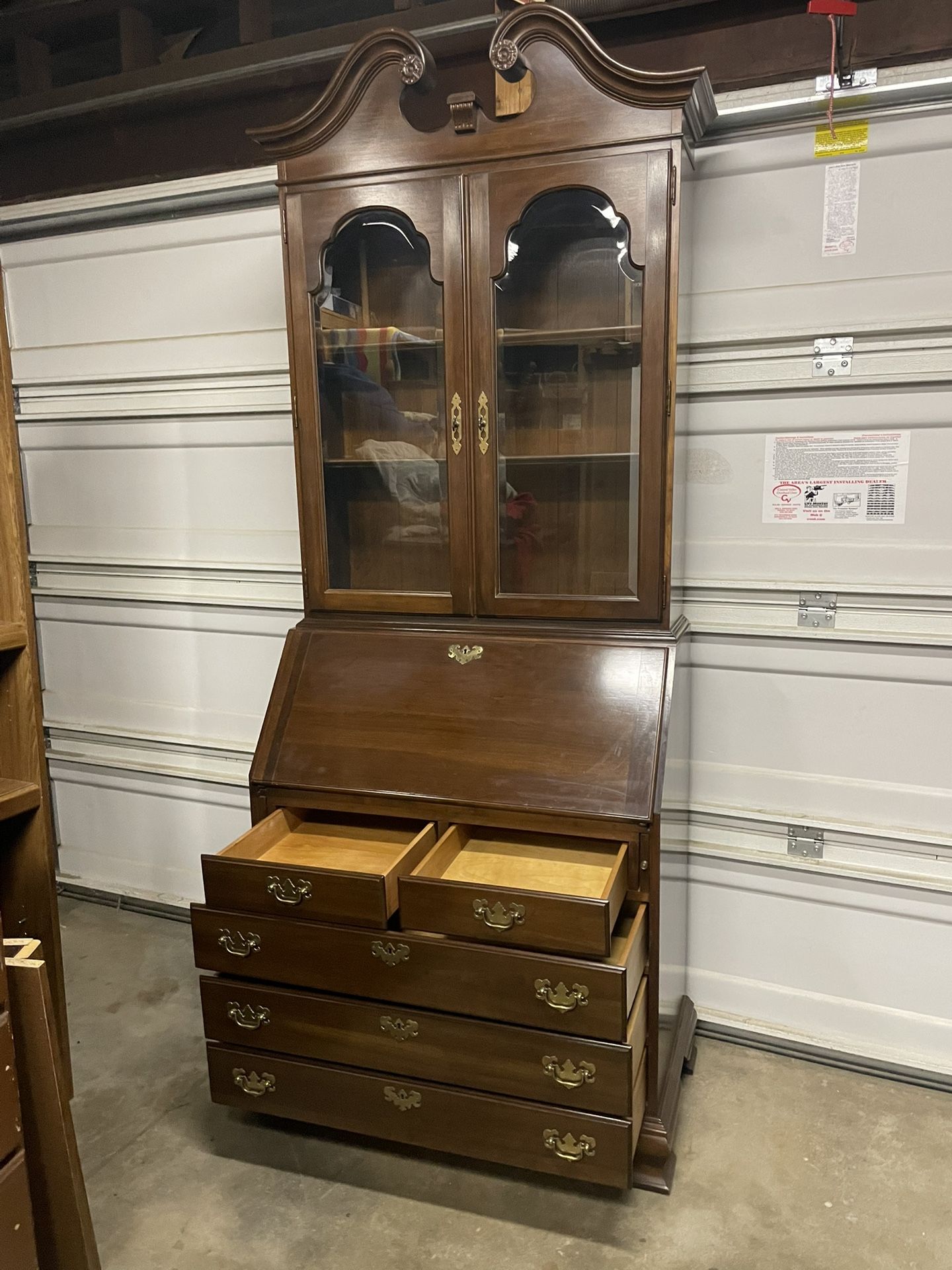 Mahogany Curio Hutch With Desk