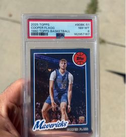 Cooper Flagg 2025 Topps 1980 Basketball RC PSA 8