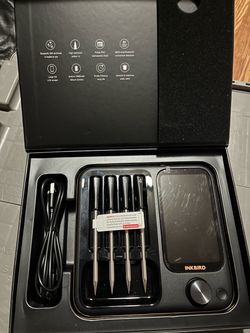 Inkbird INT-14S-BW Wireless Digital Meat Thermometer, 4 Probes, Black/orange
