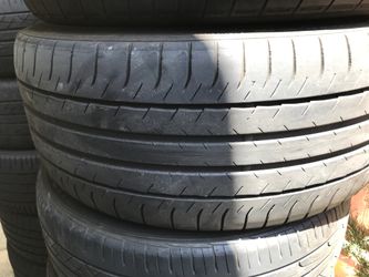 I have two tires in great condition they have about 40% left Dunlop size number 235/40/or 19