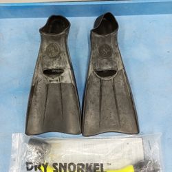 Scuba Swimming Flippers With Snorkel Size 8-10