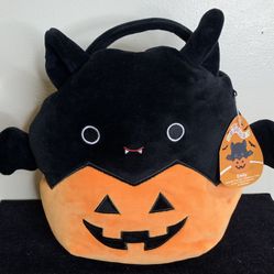 New Squishmallows Emily Bat 12” Halloween pumpkin Treat Pail Bucket plush 