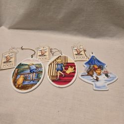 "Midwest Of Cannon Falls"-Disney's- *Winnie The Pooh* Porcelain Ornaments, VTG 1990's, Lot Of 3