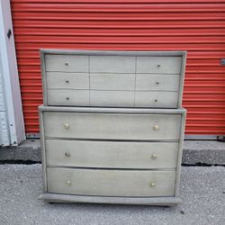 Antique Hartman's MCM Style Solid Wood 5 Drawer Chest on Wheel 