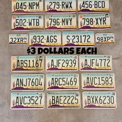 EXPIRED ARIZONA LICENSE PLATES, $3 EACH 