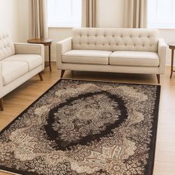 5x7 Area Rugs Carpet Rugs PerSian Design Thick Colors Chocolate Brown Beige 