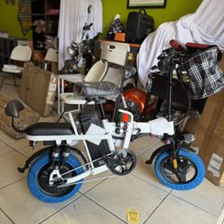 FOLDING ELECTRIC BIKE 500W-25MPH-MAX RANGE 50(PAS)ALARM.TURN LIGHTS.FUL SUSPENSION   2 Seater Electric Bike for Adults, 750 Peak 14" Folding Electric 