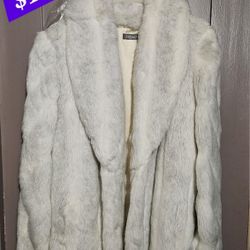 Jordache Faux Silver Fox Fur Coat