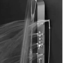 Bath 65" Stainless Steel Rainfall Waterfall 2 Setting Wall Mount Bathroom Massage Multi-Function Shower Panel Tower System 