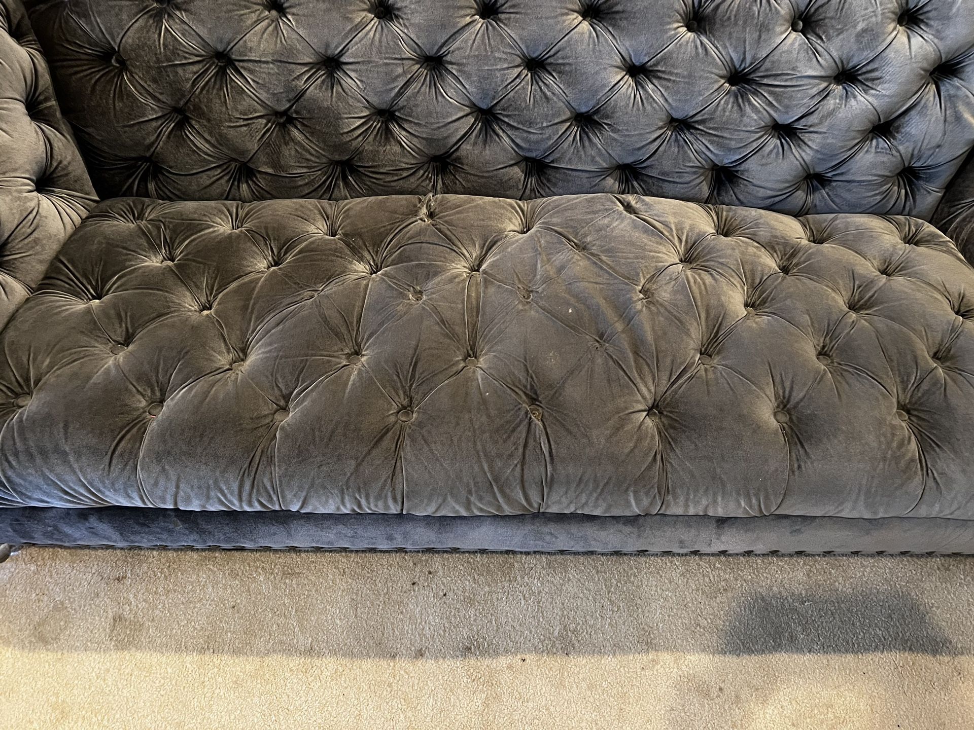 Couch Grey Tufted Modern