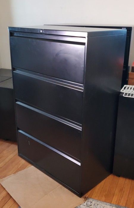 4 Drawer Black Filing Cabinet - 4.5 ft