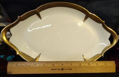 Vintage Limoges 12" Platter with Gold Trim 