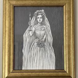 Til Death - Haunted Mansion Heartbeat Bride - Hand Drawing Original and Framed