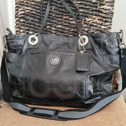 COACH XLarge Black Leather Tote Bag 