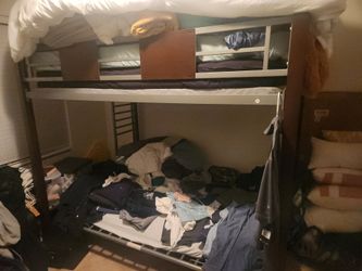 Metal and Wood Bunk Bed Frame