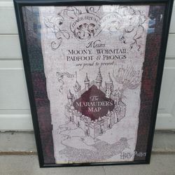 FRAMED/HANGING Jigsaw puzzle HARRY POTTER Hogwarts Marauders Map. 29" tall x 21" wide