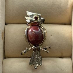 Vintage Parakeet Pin Figural Glass Belly 