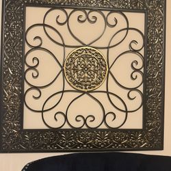 2 Large Matching Metal Wall Art Pieces – Elegant Black & Gold (Set) 