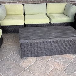 12 Piece Wicker Outdoor Sectional seating W/ Storage Coffee Table And End Tables