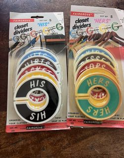 Two Vintage Closet Ring Dividers His Hers Plastic 3.5" Pants Suits Shirts Skirt