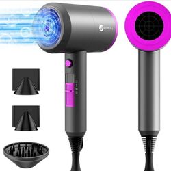 slopehill Professional Ionic Hair Dryer, Powerful 1800W Fast Drying Low Noise Blow Dryer with 2 Concentrator Nozzle 1 Diffuser Attachments for Home Sa