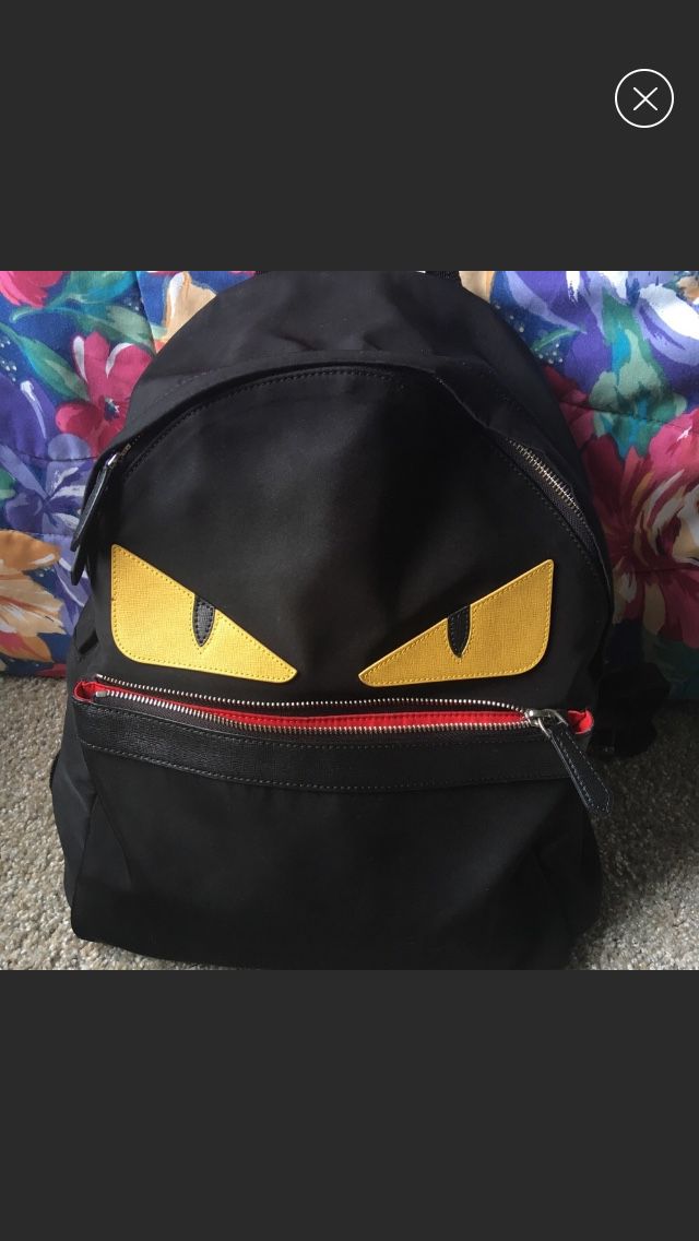 FENDI black monster nylon backpack bug bag