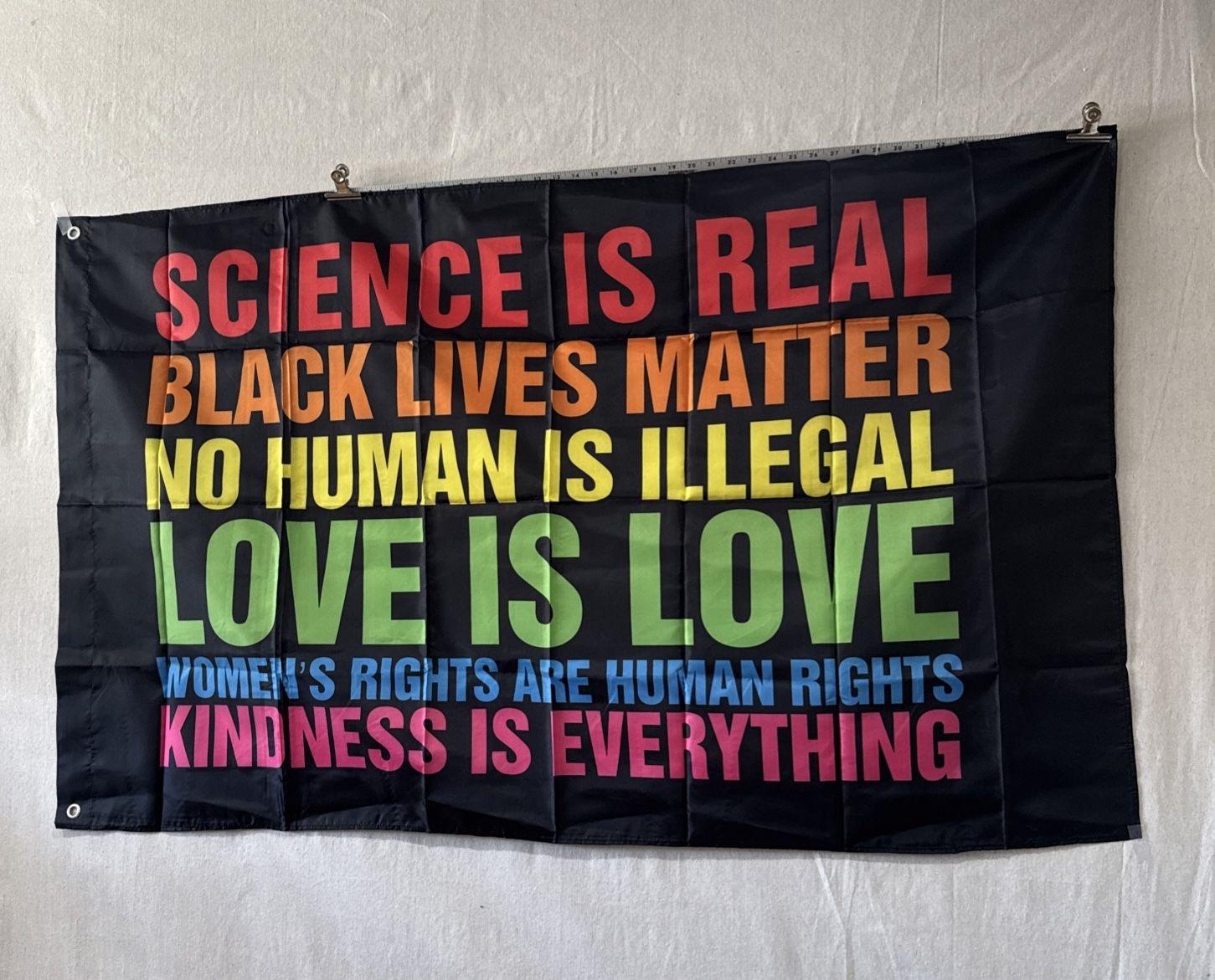 Pride Flag Love Kindness With Grommets