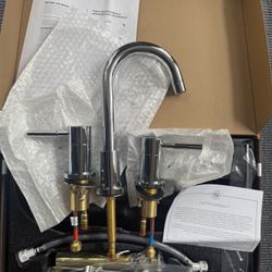 Signature Hardware-Edenton widespread gooseneck bathroom chrome faucet - Brand New