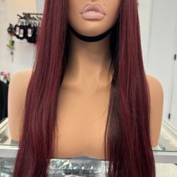  Burgundy Human Hair Wig 13x6 | Bleached Knots | 150% Density – $620 