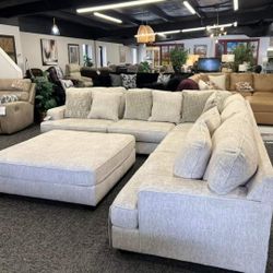 JH-$39 Down Payment For Financing Ashley Rawcliffe Parchment Microfiber Fabric Oversized Sectional Couch 