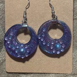 Blue and Purple Hoop Dangles