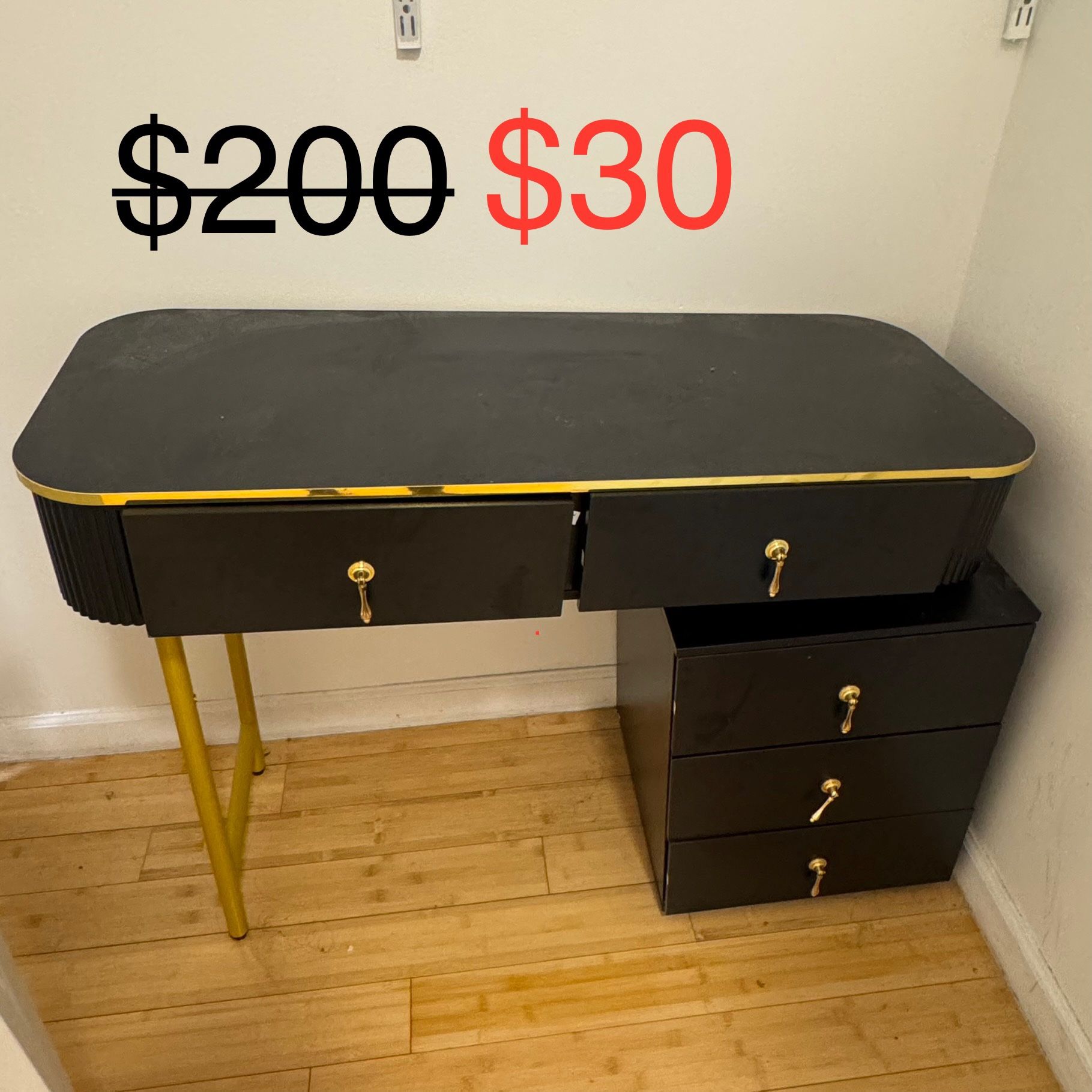 Makeup Desk Black And Gold