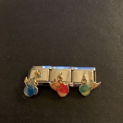 Walt Disney Collection Of Sleeping Beauty’s 3 Fairy Godmothers Stainless Steel Italian Charms
