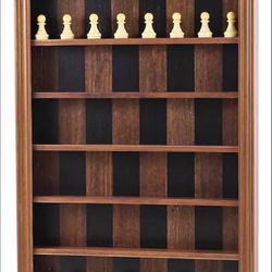 Wall Mount Chess Board Game Wooden Giant Chess Game Set Vertical Hanging Display Case Family Play Ga