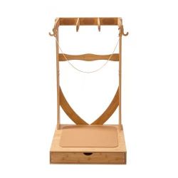 Vertical Surfboard Stand, 3 Tiers Wooden Surfboard Rack for Storage and Display, Freestanding Board Stand Organizer with Hanging Hooks & Cork Padding,