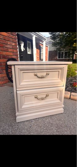 2-Drawer Nightstand with Brass Handles